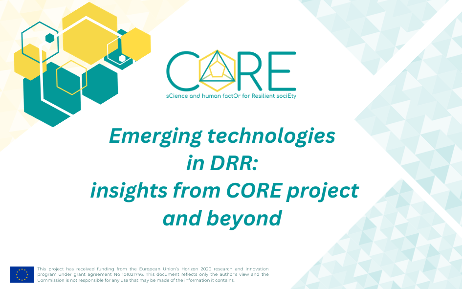 CORE Project’s webinar on Emerging Technologies in DRR